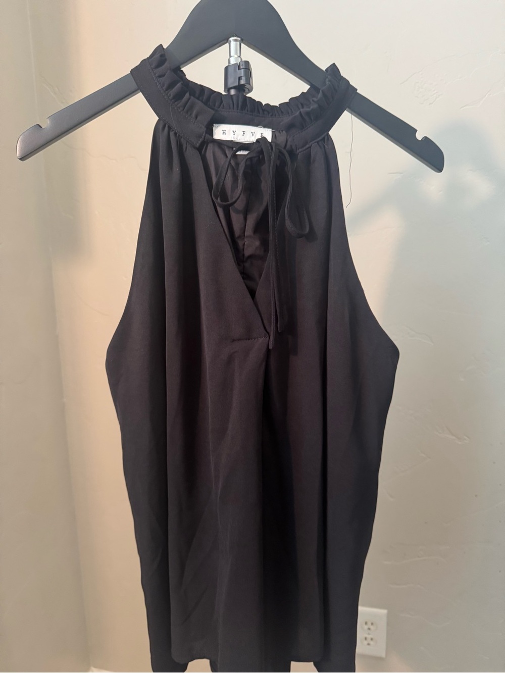 Hyfve Black High Neck Halter Sleeveless Blouse Top Tie Back Medium